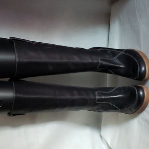 MICHAEL MICHAEL KORS Black Leather Wedge Boots 9M